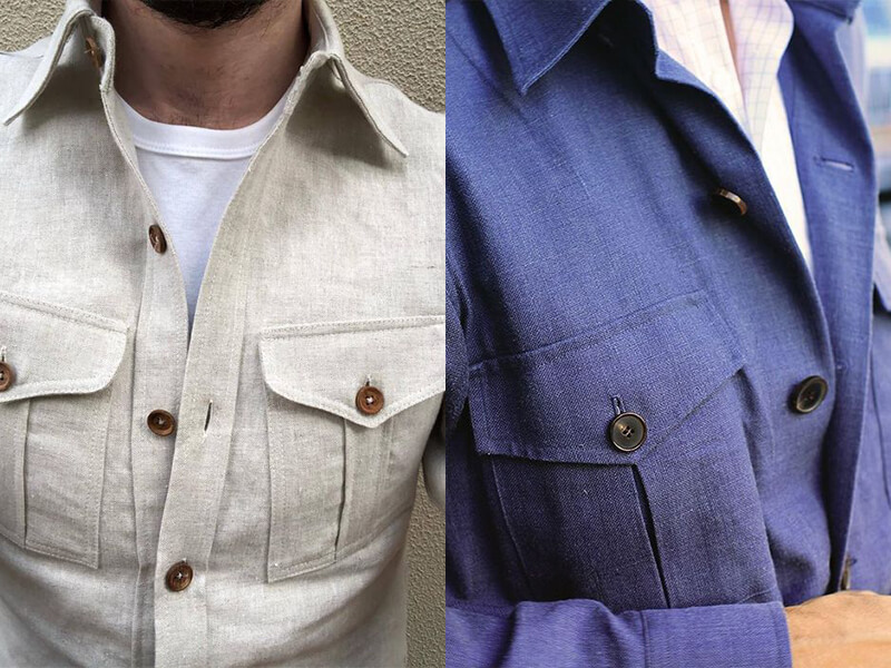 襯衫夾克外套經典的款式則有左右對稱大口袋